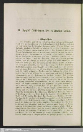 B. Spezielle Mittheilungen über die einzelnen Schulen