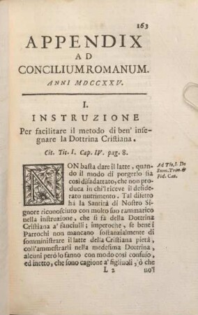 Appendix Ad Concilium Romanum. Anni MDCCXXV.
