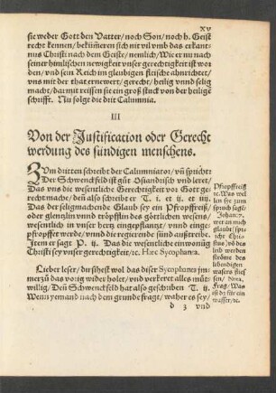III Von der Iustification oder Gerechtwerdung des sündigen menschens.