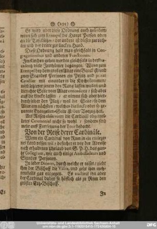 Von der Reise derer Cardinäle.