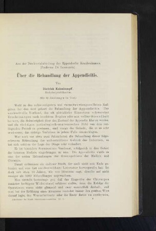 Über die Behandlung der Appendicitis.