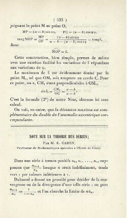 Note sur la théorie des séries.