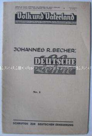 Kriegsgefangenen-Zeitung "Volk und Vaterland" mit einem Aufsatz von Johannes R. Becher