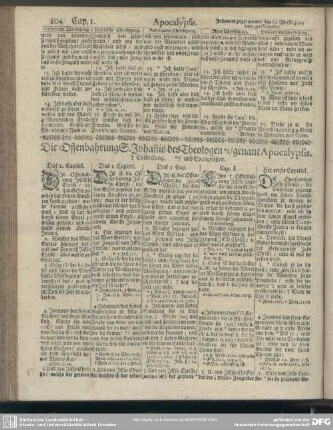 Die Offenbahrung S. Johan[n]is des Theologen, genant Apocalypsis