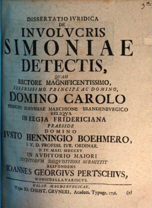 Dissertatio Ivridica De Involvcris Simoniae Detectis