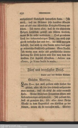 Fünf und dreysigster Brief