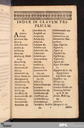 Index in clavem triplicem.