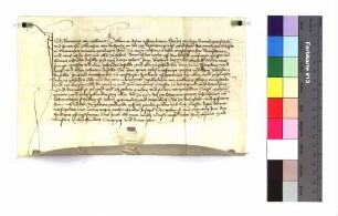 Lehenrevers des Rennwart von Woellwarth gegen Propst Albrecht I. zu Ellwangen um Baiershofen, Bernlohe (Bernloch), Röthardt, den Hof zum Rötenberg, den Hof Eglof genannt und die Güter zu Westhausen