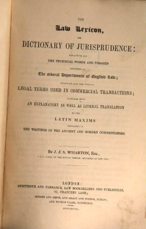 The law lexicon, or dictionary of jurisprudence