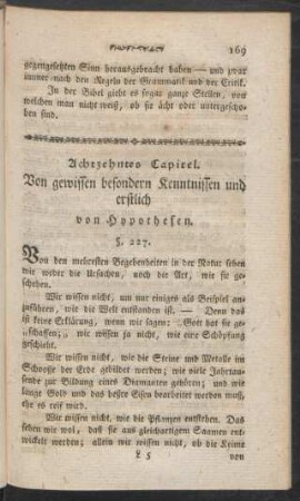 Achtzehntes Capitel. Von gewissen besondern Kenntnissen und erstlich von Hypothesen