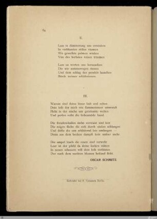 II. Lass in dämmerung uns versinken