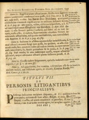 Titulus VII. De Personis Litigantibus Principalibus
