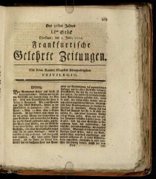 LItes Stück Dienstags, den 1. Julii, 1766. - LXtes Stück Freytags, den 1. August, 1766.