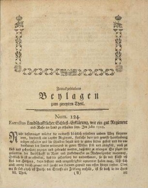 Zurückgebliebene Beylagen zum zweyten Theil