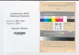 Entnazifizierung Wilhelm Kaempf , geb. 18.06.1887 (Oberinspektor)