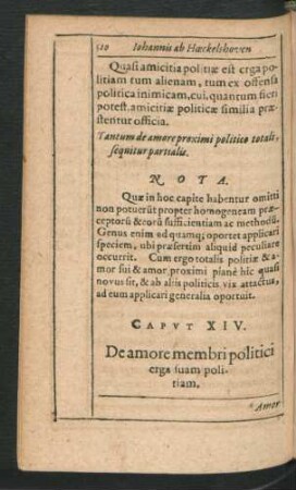 Caput XIV. De amore membri politici erga suam politiam.
