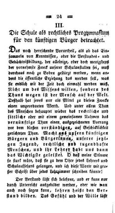 Die Schule als rechtliches Progymnasium für den künftigen Bürger betrachtet