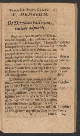 V. Membrum. De Divisione pactorum, ratione adiuncti.