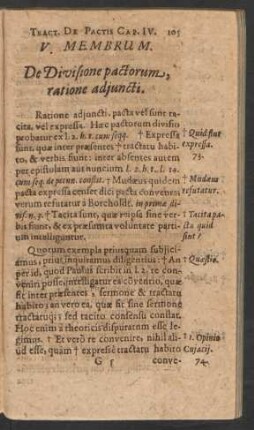 V. Membrum. De Divisione pactorum, ratione adiuncti.