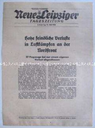 Extrablatt der "Neuen Leipziger Tageszeitung" u. a. zu Luftkämpfen im nördlichen Abschnitt der Ostfront.