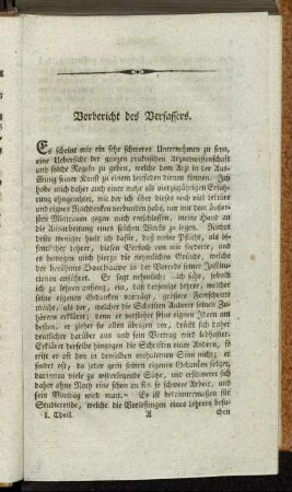 Vorbericht des Verfassers.