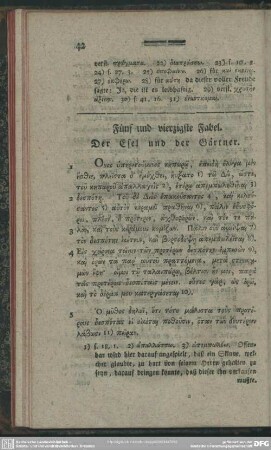 Fünf und vierzigste Fabel. Der Esel und der Gärtner