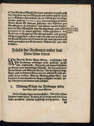 1. Vilfaltige Sünde der Accidentzer wider das klare helle wort Gott Gottes.
