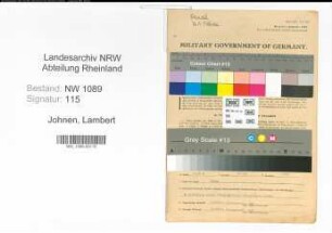 Entnazifizierung Lambert Johnen , geb. 10.07.1890 ()