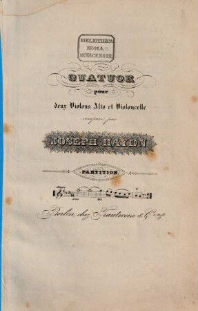 Partition des quatuors, 60. [H 3,3]. - 16 S. - Pl.-Nr. 853