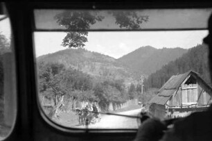 Borca: Straße vom fahrenden Bus