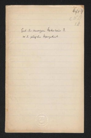 Ent[wicklung] d[er] anorgan[ischen] Naturwiss[enschaften]. 3. in d[er] jüngsten Vergangenheit. Heft 4