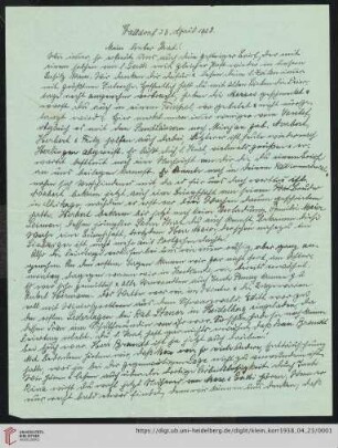 Korrespondenz von Alice und Ludwig Klein: Brief von Alice Klein an Kurt Klein