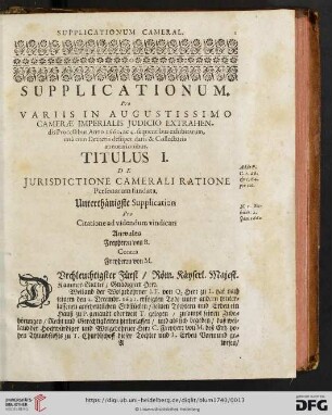 Titulus I. De Jurisdictione Camerali ratione personarum fundata