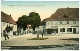 Belgern. Markt mit Mühlberger Straße