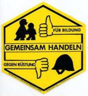 Aufkleber der Deutschen Friedensunion für Bildung und gegen Rüstung