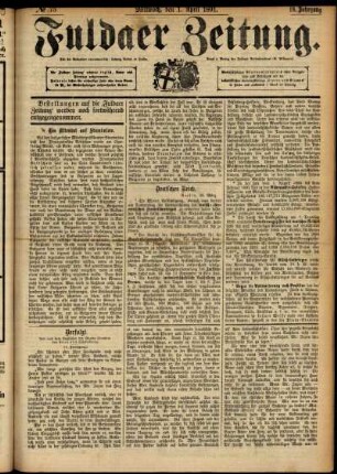 Erste Ausgabe vom Mittwoch, den 01. April 1891.