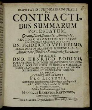 Disputatio Iuridica Inauguralis De Contractibus Summarum Potestatum