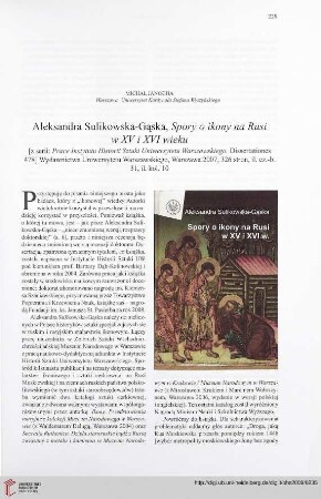 71: [Rezension von: Aleksandra Sulikowska-Gąska, Spory o ikony na Rusi w XV i XVI wieku]