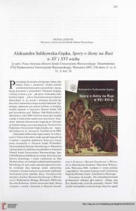 71: [Rezension von: Aleksandra Sulikowska-Gąska, Spory o ikony na Rusi w XV i XVI wieku]