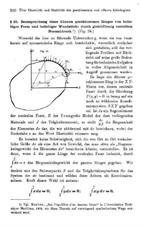 § 25. Beanspruchung eines dünnen elastischen Ringes von beliebiger Form und beliebiger Wandstärke durch gleichförmig verteilten Normaldruck