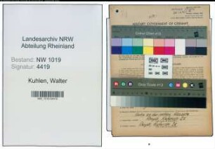 Entnazifizierung Walter Kuhlen , geb. 16.03.1920 (Dekorateur)