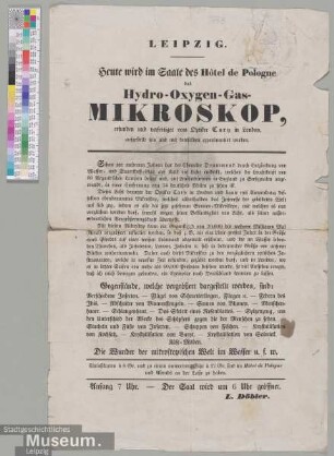 Leipzig. Hydro-Oxygen-Gas-Mikroskop
