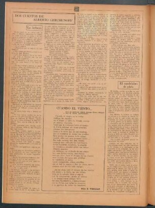 Cuando el viento... : Para los escritores, señores Gontrán Ellauri Obligado y José M. Braña, amistosamente.
