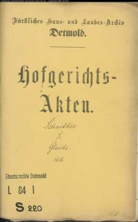 Schnitker, Hermann gegen Ovidius Gleides Erben - Schuldforderung