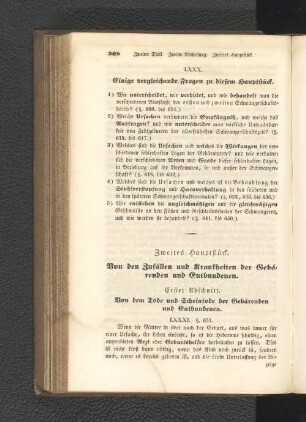 Zweites Hauptstück. Von den Zufällen und Krankheiten der Gebärenden und Entbundenen.