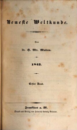 Neueste Weltkunde. 1843,1/2