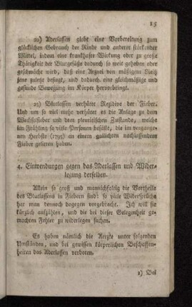 4. Einwendungen gegen das Aderlassen und Widerlegung derselben.