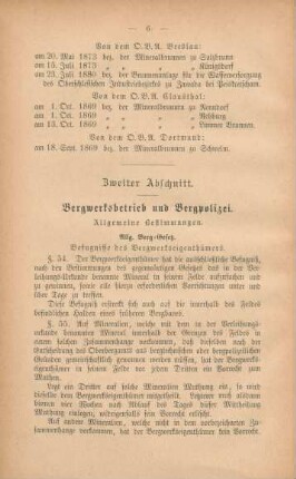 Zweiter Abschnitt. Bergwerksbetrieb und Bergpolizei.