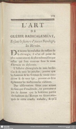 L'Art De Guérir Radicalement, Et sans le secours d'aucun Bandage, les Hernies