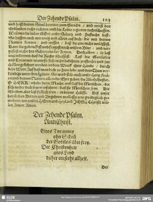 Der Zehende Psalm. Antichrist
